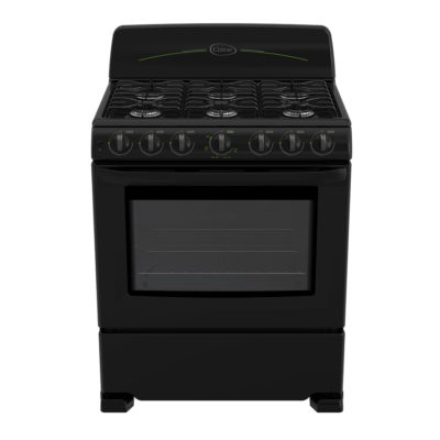 EC3030BAPN2 Cetron 30-inch Black 6-Burner Gas Stove with Oven and Self Light